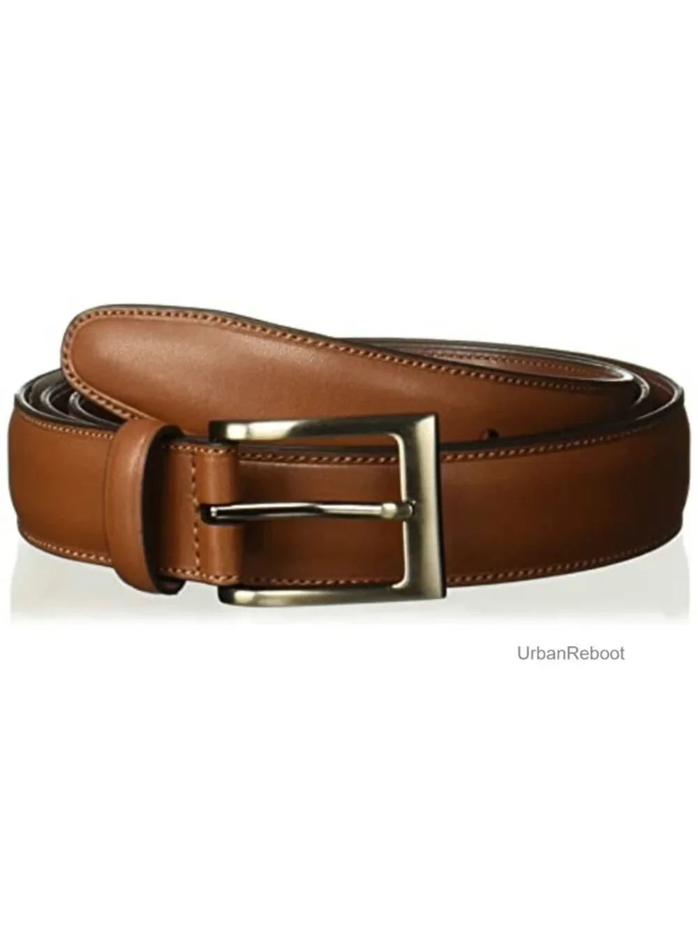 Men's Genuine Leather Belt with Silver Prong Buckle, 1.18